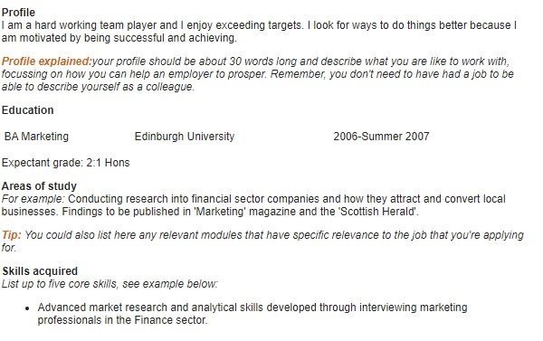 Qualifications CV Template Example
