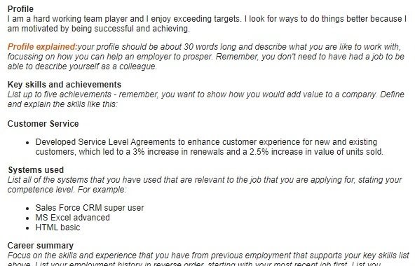 skills based cv example