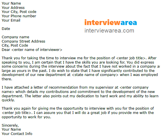 Example Thank You Letter After Interview from interviewarea.com
