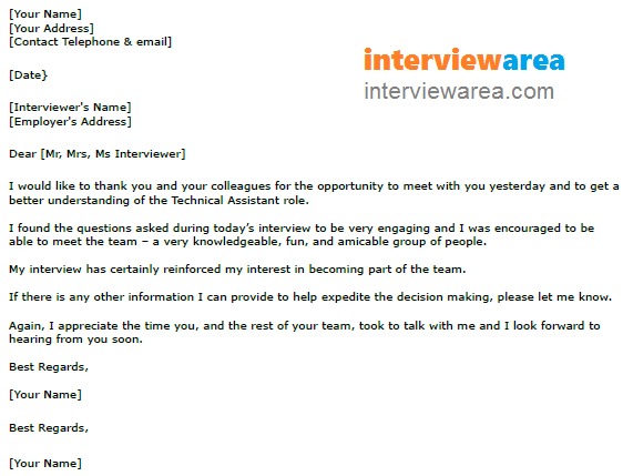 Thank You For Interview Letter Example from interviewarea.com